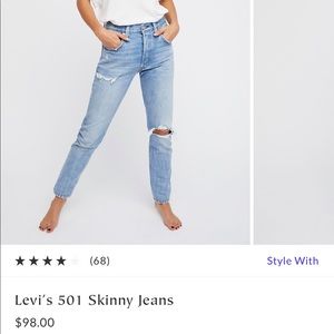 Levi’s 501 jeans only worn twice!
